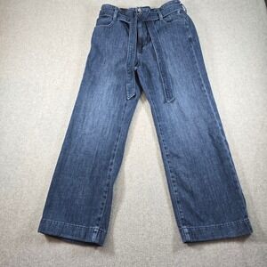 J.Crew Womens 27 Wide Leg Paperbag Waist Belted Jeans Dark Wash Blue High Rise